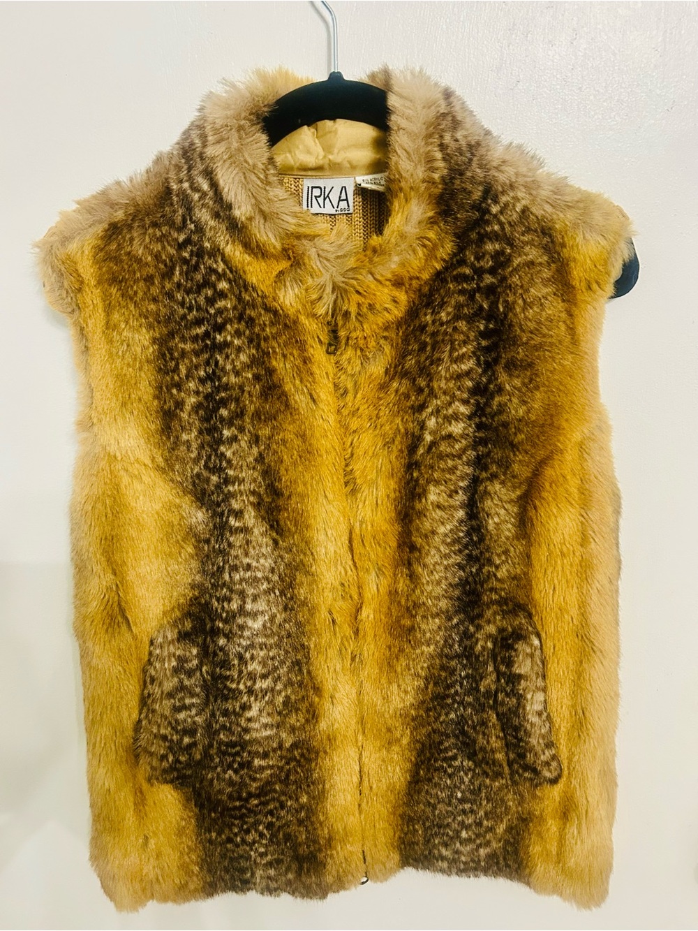 Golden Brown Faux Fur Vest - Women's Sleeveless Coat